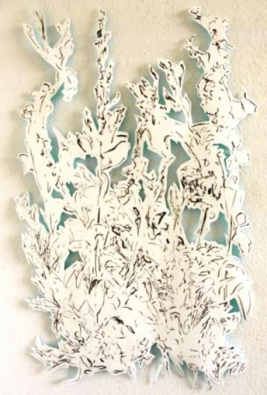 Refugium I 2017, Kohlezeichnung Schnitt, Papier, 150x100 cm